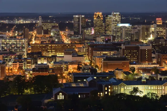 Framed Print : USA, Alabama, Birmingham, City at Night Framed Print : USA, Alabama, Birmingham, City at Night