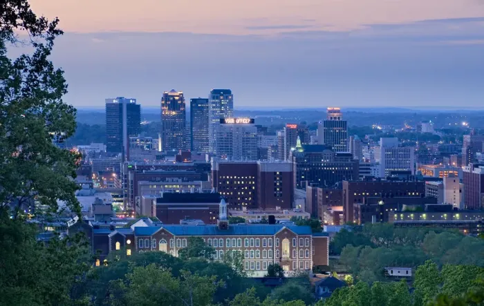 Framed Print : USA, Alabama, Birmingham, Dusk, United States Banking Center, Iron and Steel Producer Framed Print : USA, Alabama, Birmingham, Dusk, United States Banking Center, Iron and Steel Producer