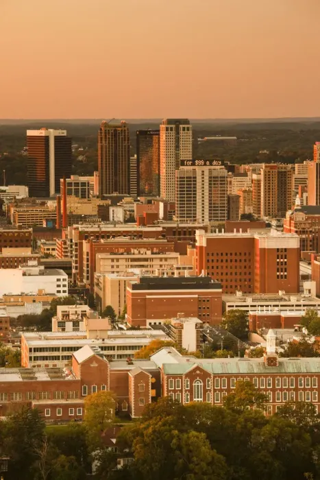 Framed Print : USA, Alabama, Birmingham, high angle view from Vulcan Park, dusk Framed Print : USA, Alabama, Birmingham, high angle view from Vulcan Park, dusk