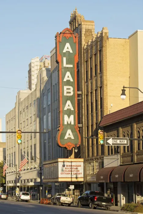 Framed Print : USA, Alabama, Birmingham, movie theatre in the city