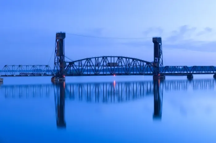 Framed Print : USA, Alabama, Decatur, Old Southern Railway Bridge, Lift Bridge
