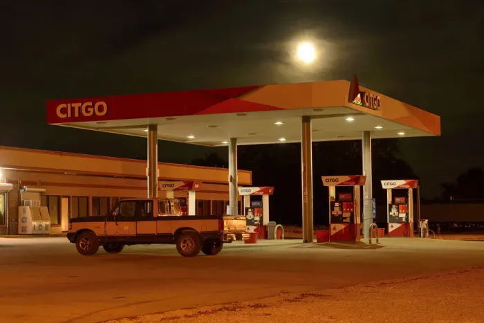 Framed Print : USA, Alabama, Selma, gas station at night Framed Print : USA, Alabama, Selma, gas station at night