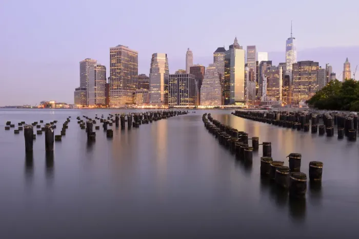 Framed Print : USA, America, New York, view from Brooklyn to Manhattan at dusk Framed Print : USA, America, New York, view from Brooklyn to Manhattan at dusk