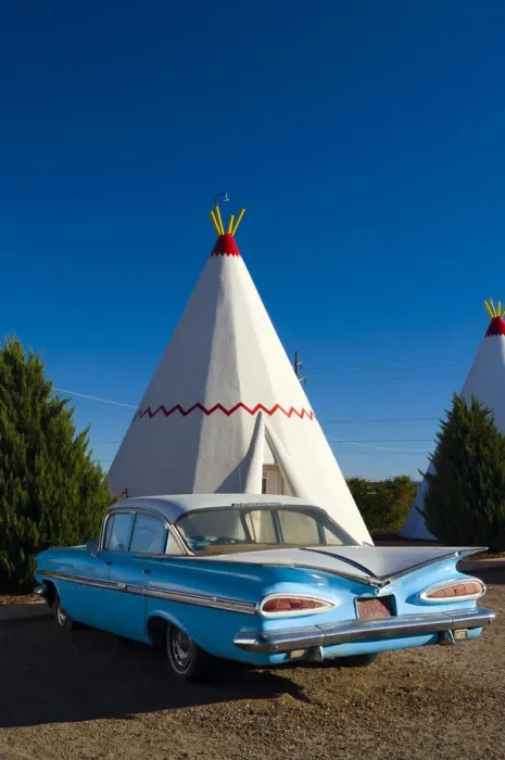 Framed Print : USA, Arizona, Holbrook, Route 66, Wigwam Motel, Chevrolet Impala