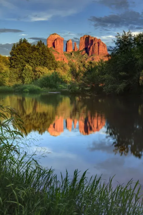 Framed Print : USA, Arizona, Sedona, Cathedral Rock glowing at sunset