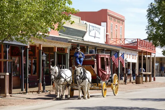 Framed Print : USA, Arizona, Tombstone, stage coach on the main street Framed Print : USA, Arizona, Tombstone, stage coach on the main street