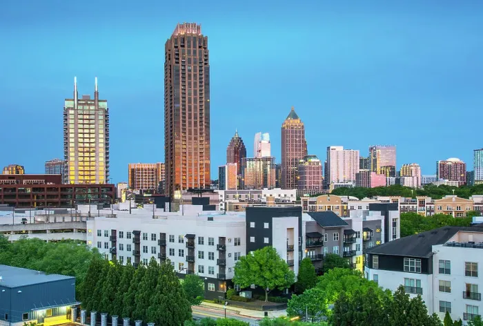 Framed Print : USA, Atlanta, Georgia, Midtown Skyline, Commercial And Residential District, Fulton County, Dusk Framed Print : USA, Atlanta, Georgia, Midtown Skyline, Commercial And Residential District, Fulton County, Dusk