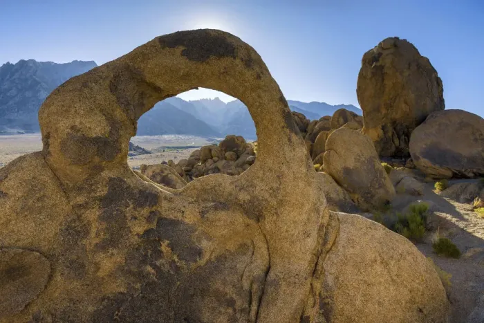 Framed Print : USA, California, Alabama Hills, Whitney Portal Arch rock