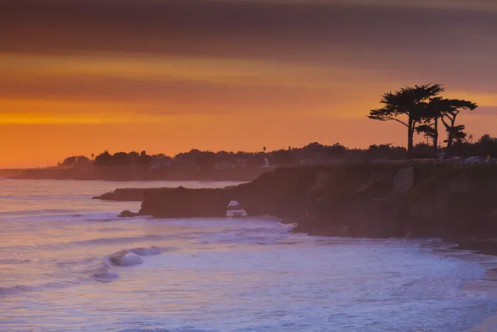 Framed Print : USA, California, Central Coast, Santa Cruz, sunset view of West Cliff Drive Framed Print : USA, California, Central Coast, Santa Cruz, sunset view of West Cliff Drive