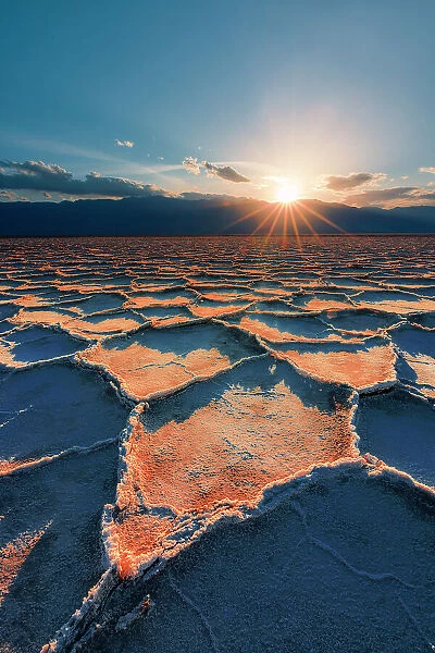 USA, California, Death Valley national park, salt polygons in the Bad Water basin