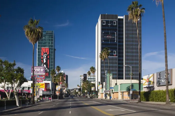 Framed Print : USA, California, Los Angeles, Hollywood, Sunset Boulevard at Gower Street Framed Print : USA, California, Los Angeles, Hollywood, Sunset Boulevard at Gower Street