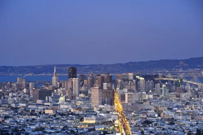 Framed Print : USA, California, San Francisco, Skyline viewed from Twin Peaks