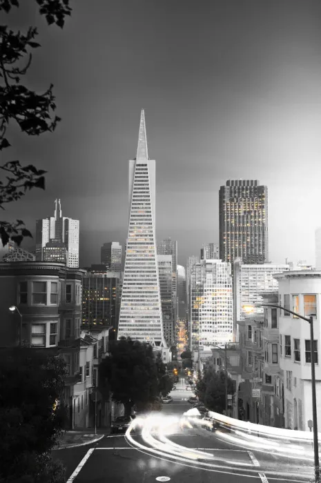 Framed Print : USA, California, San Francisco, Downtown and TransAmerica Building from Telegraph
