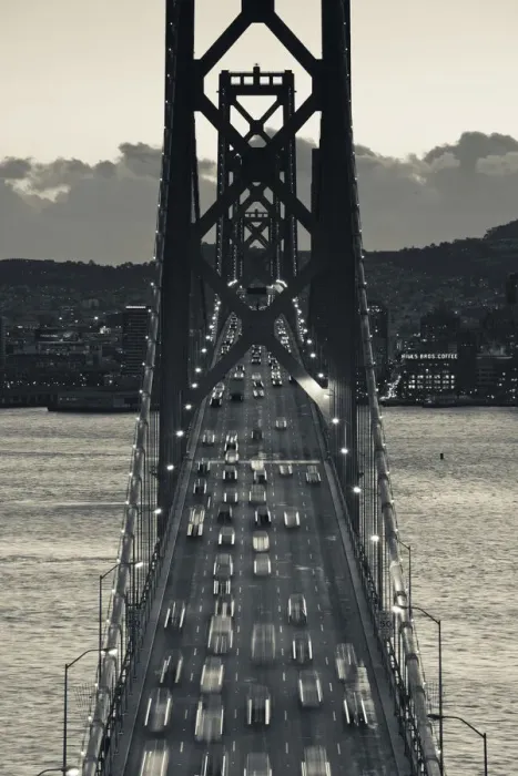 Framed Print : USA, California, San Francisco, Embarcadero, Bay Bridge from Treasure Island