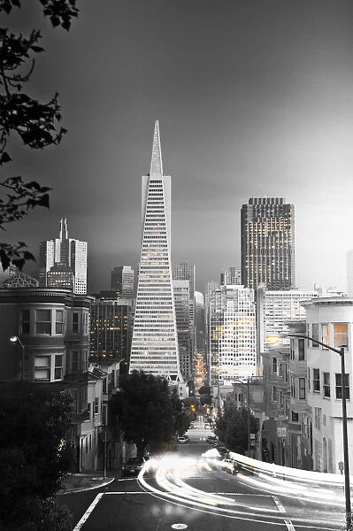 USA, California, San Francisco, Downtown and TransAmerica Building from Telegraph