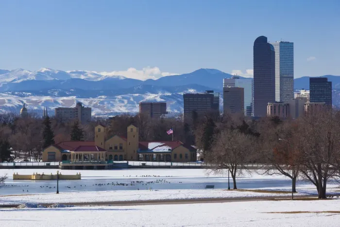 Framed Print : USA, Colorado, Denver, city view from City Park Framed Print : USA, Colorado, Denver, city view from City Park