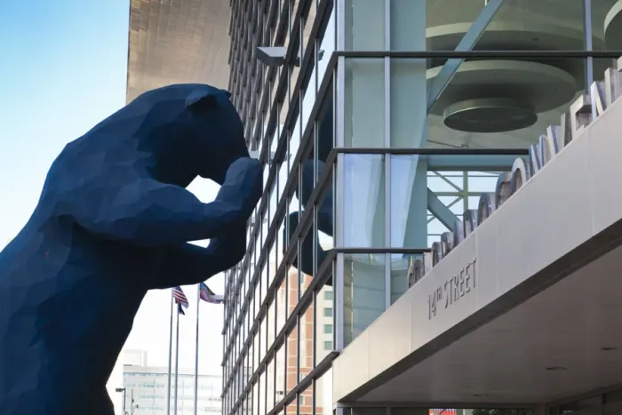 Framed Print : USA, Colorado, Denver, Colorado Convention Center, I see What You Mean, Big Blue Bear Framed Print : USA, Colorado, Denver, Colorado Convention Center, I see What You Mean, Big Blue Bear