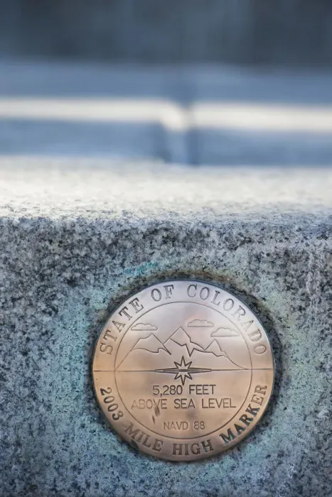 Framed Print : USA, Colorado, Denver, Colorado State Capitol, official Mile High marker on capitol steps Framed Print : USA, Colorado, Denver, Colorado State Capitol, official Mile High marker on capitol steps