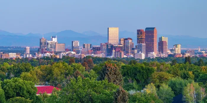 Framed Print : USA, Colorado, Denver, skyline with Rocky Mountains Front Range beyond Framed Print : USA, Colorado, Denver, skyline with Rocky Mountains Front Range beyond