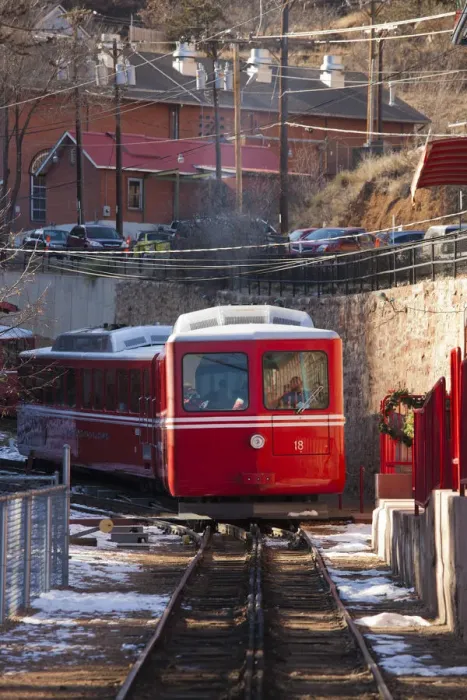 Framed Print : USA, Colorado, Manitou Springs, Pikes Peak Cog Railway, train cars Framed Print : USA, Colorado, Manitou Springs, Pikes Peak Cog Railway, train cars