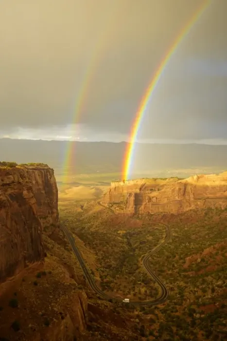 Framed Print : USA, Colorado, Mesa County, Double rainbow in the Colorado National Monument Framed Print : USA, Colorado, Mesa County, Double rainbow in the Colorado National Monument