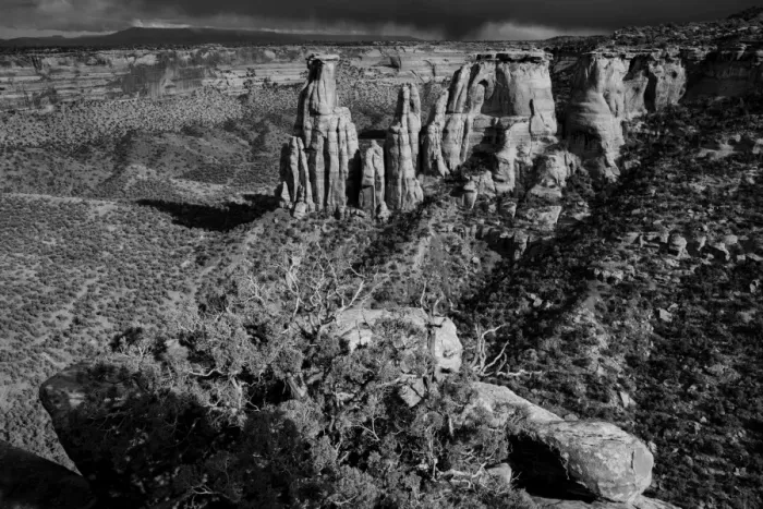 Framed Print : USA, Colorado, Mesa County, Thunderstorm approaching the Colorado National Monument