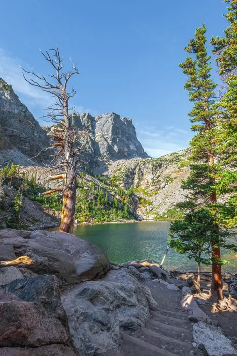 Framed Print : USA, Colorado, Rocky Mountain National Park, Hallet Peak overlooking Emerald Lake Framed Print : USA, Colorado, Rocky Mountain National Park, Hallet Peak overlooking Emerald Lake