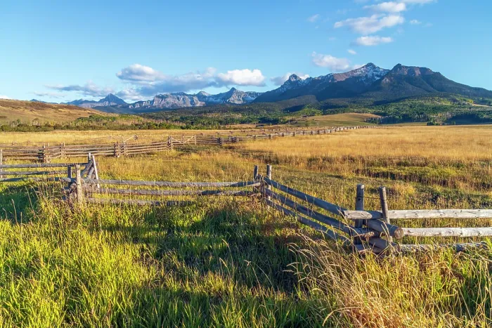 Framed Print : USA, Colorado, Telluride, Hastings Mesa and Mount Sneffels Range of the Rocky Mountains