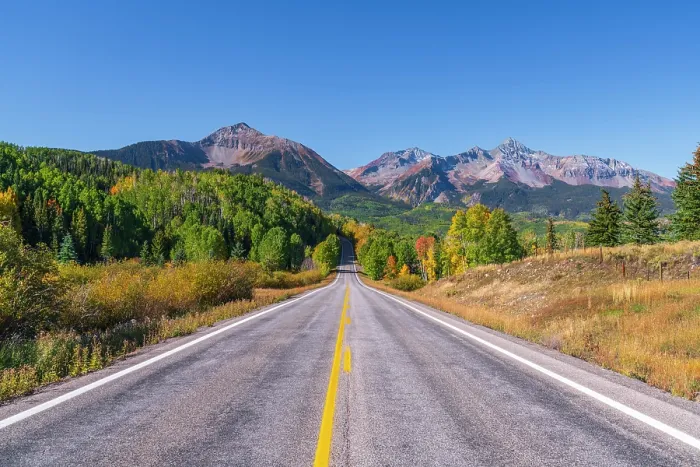 Framed Print : USA, Colorado, Telluride, Highway 145, part of the San Juan Skyway Scenic Byway, Sunshine Mountain, Mount Wilson and Wilson Peak Framed Print : USA, Colorado, Telluride, Highway 145, part of the San Juan Skyway Scenic Byway, Sunshine Mountain, Mount Wilson and Wilson Peak