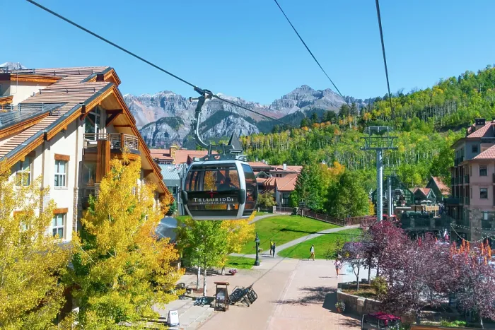 Framed Print : USA, Colorado, Telluride, Mountain Village, Mountain Village Gondola