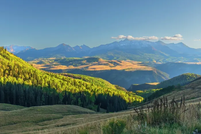 Framed Print : USA, Colorado, Telluride, San Juan Mountains, Sunshine Mountain, Lizard Head, Wilson Peak and Fowler Peak (left to right) from Last Dollar Road Framed Print : USA, Colorado, Telluride, San Juan Mountains, Sunshine Mountain, Lizard Head, Wilson Peak and Fowler Peak (left to right) from Last Dollar Road