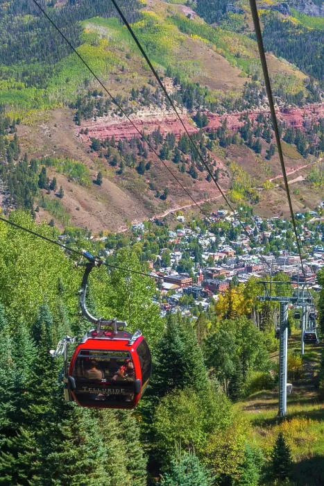 Framed Print : USA, Colorado, Telluride viewed from the Mountain Village Gondola or Cable Car