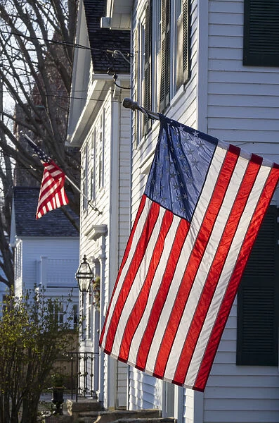 USA, Connecticut, Essex, US flag