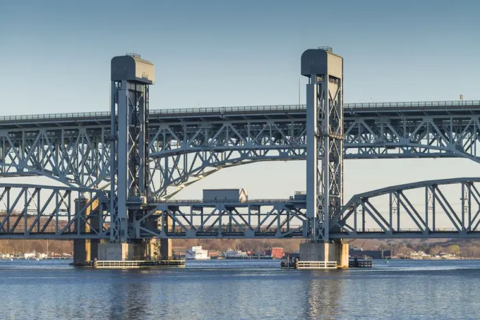 Framed Print : USA, Connecticut, New London, Route I-95 bridge