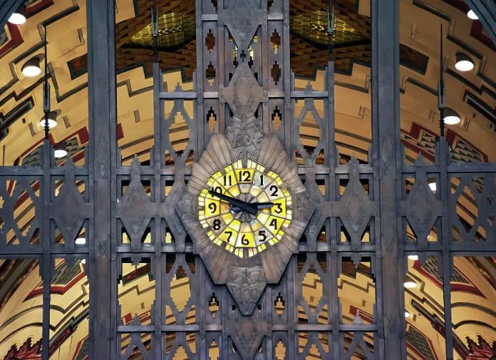 Framed Print : USA, Detroit, Michigan, Tiffany Glass Clock Surrounded By Monel Metal, Lobby of the 1920's Art Deco Guardian Building, National Historic Landmark Framed Print : USA, Detroit, Michigan, Tiffany Glass Clock Surrounded By Monel Metal, Lobby of the 1920's Art Deco Guardian Building, National Historic Landmark
