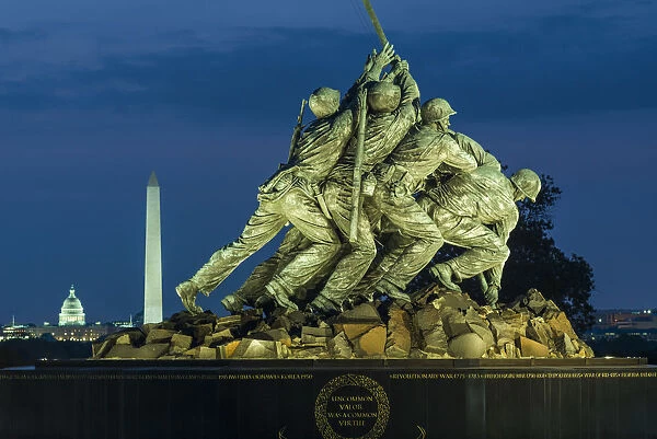 USA, District of Columbia, Washington, US Marine Corps War Memorial also known as