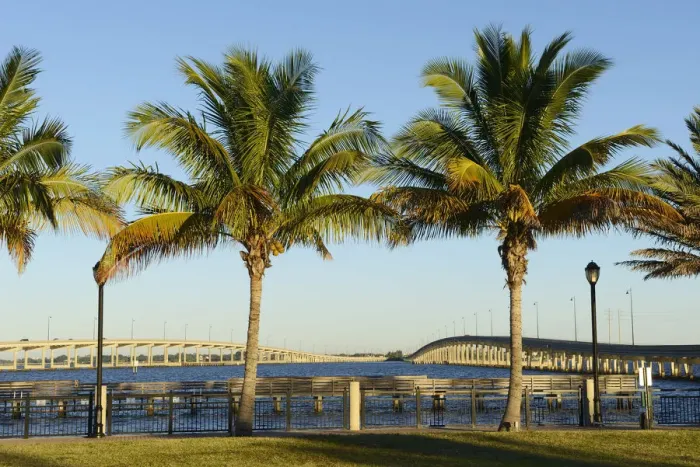 Framed Print : USA, Florida, Charlotte County, Punta Gorda, bridge over Peace river Framed Print : USA, Florida, Charlotte County, Punta Gorda, bridge over Peace river