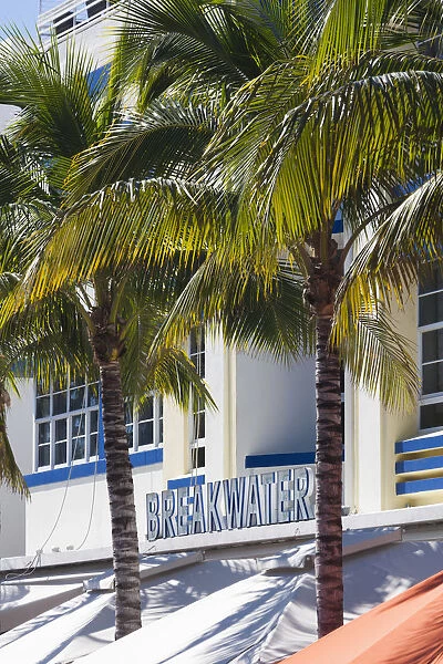 USA, Florida, Miami Beach, South Beach hotels on Ocean Drive, The Breakwater Hotel