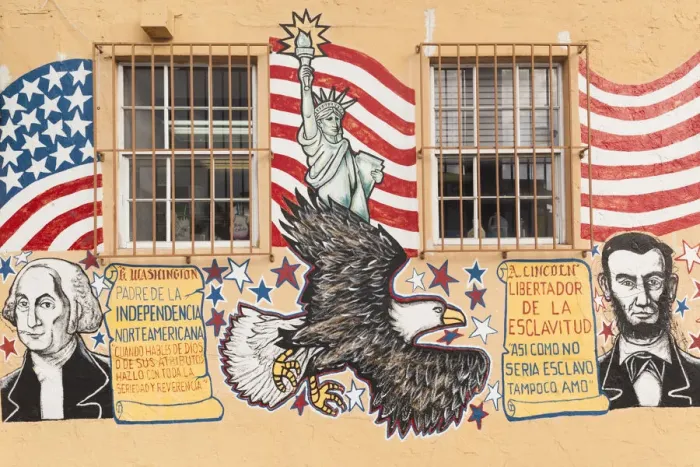 Framed Print : USA, Florida, Miami, Little Havana, Calle Ocho, SW 8th Street, wall mural with George Framed Print : USA, Florida, Miami, Little Havana, Calle Ocho, SW 8th Street, wall mural with George