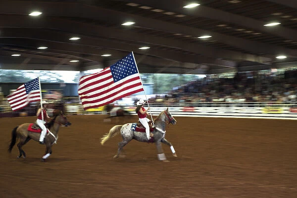 USA, Florida, Ocala, Rodeo, Calf Roping, Horseback Riding