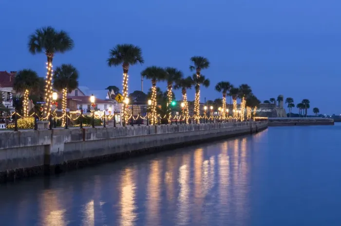 Framed Print : USA, Florida, Saint Augustine, Nights of Lights Christmas Celebration, Palm Framed Print : USA, Florida, Saint Augustine, Nights of Lights Christmas Celebration, Palm