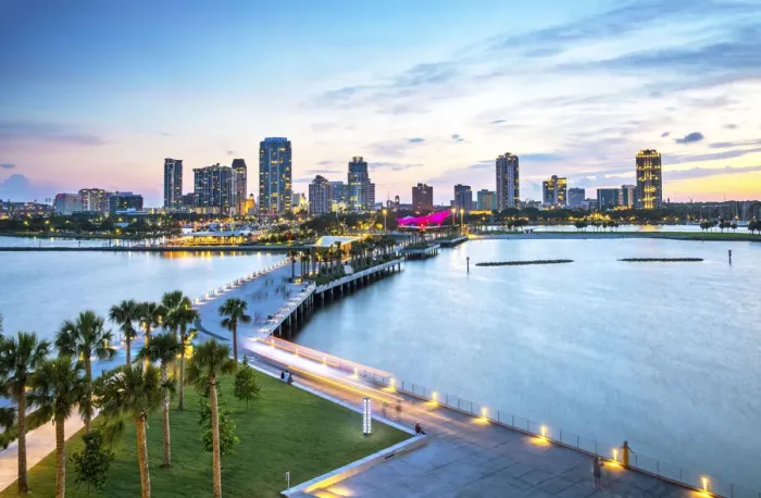 Framed Print : USA, Florida, Saint Petersburg, Skyline, New Pier District Framed Print : USA, Florida, Saint Petersburg, Skyline, New Pier District