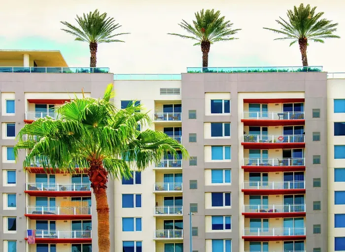 Framed Print : USA, Florida, Saint Petersburg, Pinellas County, Apartments, Downtown, Palm Trees, Tampa Bay Framed Print : USA, Florida, Saint Petersburg, Pinellas County, Apartments, Downtown, Palm Trees, Tampa Bay