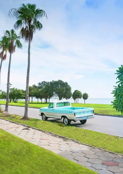 Framed Print : USA, Florida, Saint Petersburg, Old Southeast Neighborhood, Pinellas County, Lassing Park, 1960's Ford Ranger Pick-Up Truck Framed Print : USA, Florida, Saint Petersburg, Old Southeast Neighborhood, Pinellas County, Lassing Park, 1960's Ford Ranger Pick-Up Truck