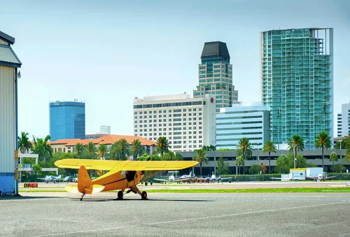 Framed Print : USA, Florida, Saint Petersburg, Pinellas County, Albert Whitted Airport, Downtown, Airplane, Tampa Bay Framed Print : USA, Florida, Saint Petersburg, Pinellas County, Albert Whitted Airport, Downtown, Airplane, Tampa Bay
