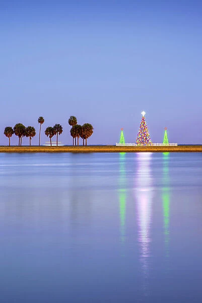USA, Florida, Saint Petersburg, Christmas Tree, Tampa Bay
