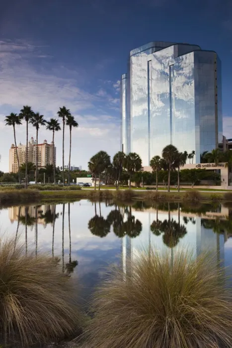 Framed Print : USA, Florida, Sarasota, skyline and One Sarasota Tower building