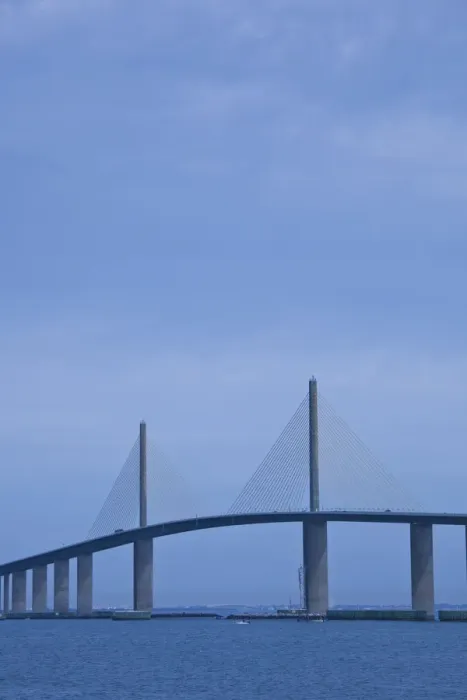 Framed Print : USA, Florida, St. Petersburg Beach, Sunshine Skyway bridge. Tampa Bay, morning Framed Print : USA, Florida, St. Petersburg Beach, Sunshine Skyway bridge. Tampa Bay, morning