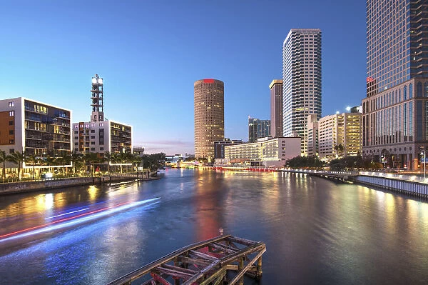 USA, Florida, Tampa, Downtown, Skyline, Hillsborough River
