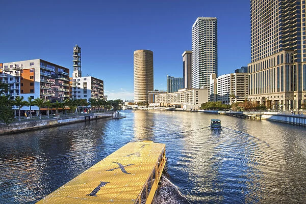 USA, Florida, Tampa, Hillsborough River, Downtown, Water Taxi